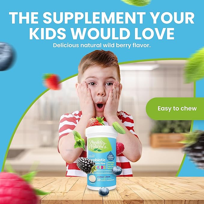 Probiotics for Kids + Prebiotics to Support Digestive Health - 6 Billion+ CFUs of Kids Prebiotic and Probiotic to Help Support Immunity & Digestion - Made in the USA, 30 Kids Probiotic Chewables