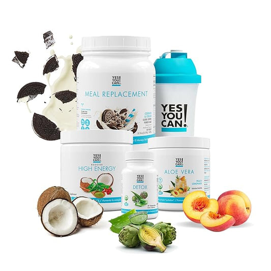 Yes You Can! Detox Plus Kit (Meal Replacement Cookies and Cream, Aloe Vera Pineapple) - Complete Meal Replacement Powder, High Energy Shake Booster, Aloe Vera Detox Supplement, Health Transformation