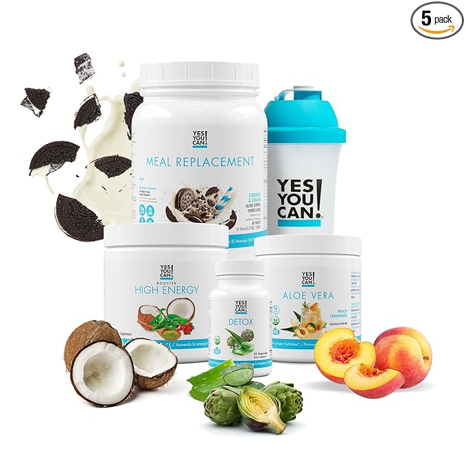 Yes You Can! Detox Plus Kit, Daily Cleanse Pure Fiber Meal Replacement Drink Mix, Shake Booster & Supplement, Body Cleanse Kit for Men and Women