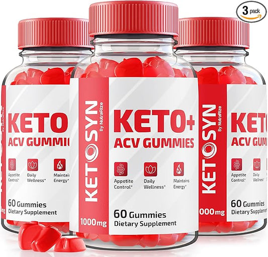 (3 Pack) Ketosyn ACV Keto Gummies, Ketosyn ACV Gummies, Keto Syn Keto Gummies, Apple Cider Vinegar Supplement, Keto-Syn Maximum Strength 1000MG, Gomitas Reviews (180 Gummies)