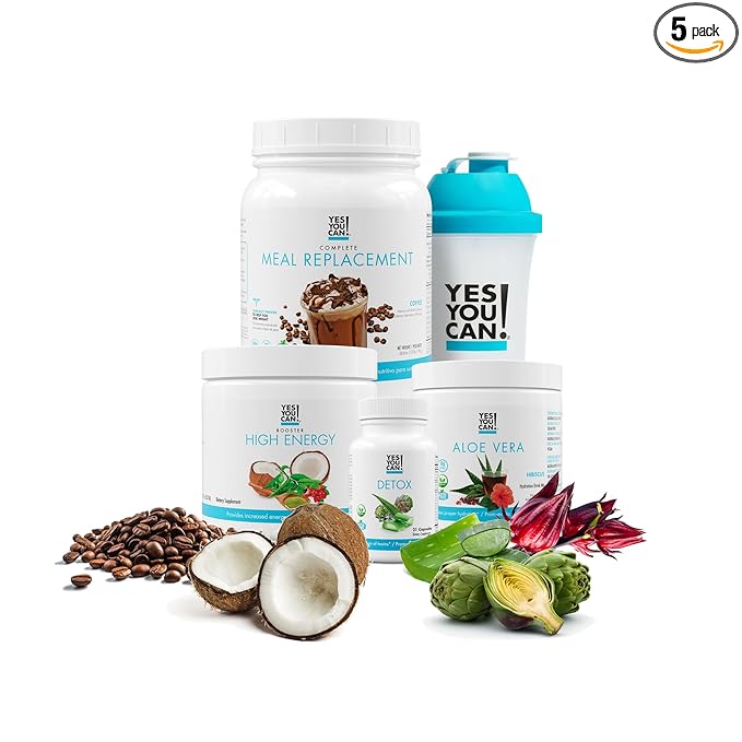 Yes You Can! Detox Plus Kit - Daily Cleanse Pure Fiber Meal Replacement Drink Mix, Shake Booster & Supplement, Body Cleanse Kit for Men and Women, Daily System Cleanse - Coffee, Hibiscus