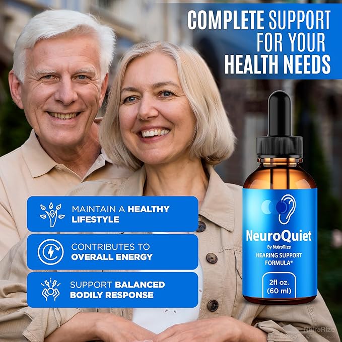 (2 Pack) NeuroQuiet Drops - Hearing Support Formula, Official NeuroQuiet to Support Cognitive Performance, All Natural Neuro Quiet to Maintain Auditory Health, Gotas Review (60 Servings)