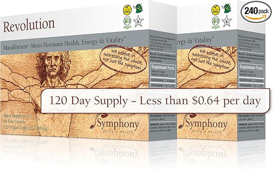 Revolution Macalibrium - Natural Concentrated Gelatinized Maca Supplement to Support Men's Hormone Health, Energy, Strength, Power, and Reproductive Health -240 Vegan Capsules (120 Day Supply)