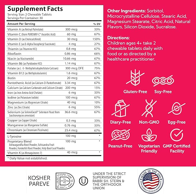 Zahler HeightFactor Chewable Tablets - Natural Kids Height Growth Supplement for Children Age 4+ Doctor Formulated Height Increase Maximizer to Grow Taller - Natural Growth Support Formula, 60 Count