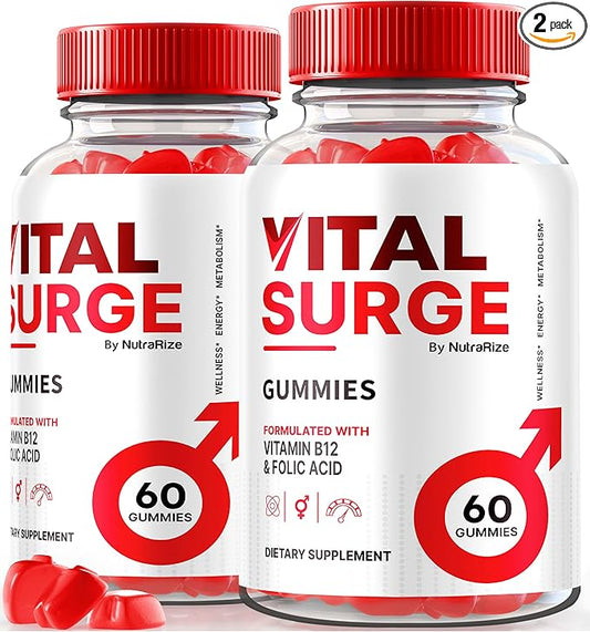 (2 Pack) Vital Surge Gummies, VitalSurge Gummies All Natural, Vital Surge Gomitas, Apple Cider Vinegar Supplement, Official Vital Surge Gummies Reviews (120 Gummies)