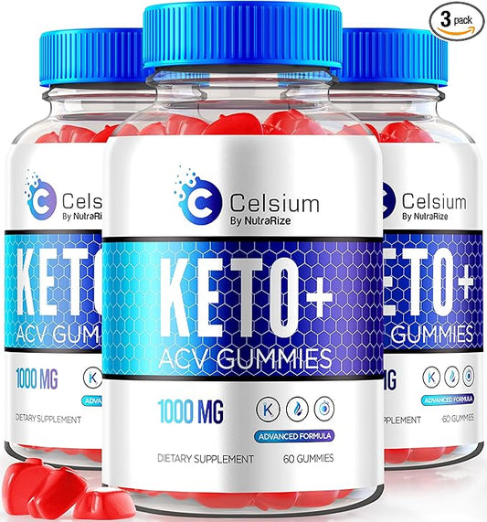 (3 Pack) Celsium Keto ACV Gummies, Celsium Keto + ACV Advanced Formula, Celsius Keto Plus 1000MG Apple Cider Vinegar, All-Natural Keto Official, Celsium Dietary Supplement, Reviews (180 Gummies)