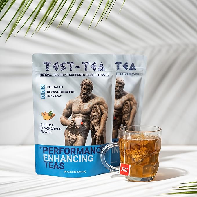 Test-Tea | Testosterone Boosting Herbal Tea for Men | Ginger and Lemongrass Flavor | 20 Pack Bag | with Tongkat Ali, Tribulus Terrestris and Maca Root by Performance Enhancing Teas